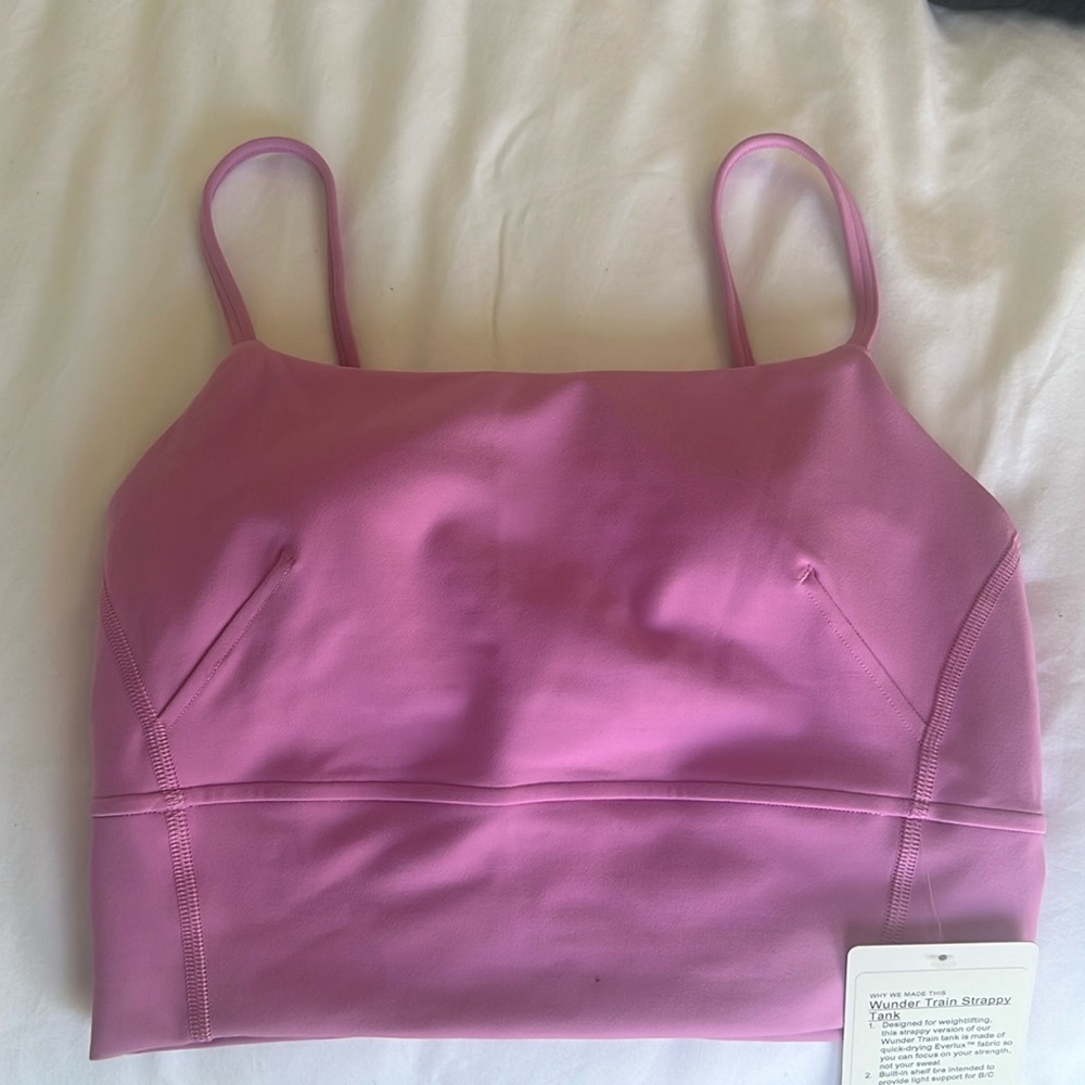NWT Lululemon wunder train strappy tank pink dahlia color size 4